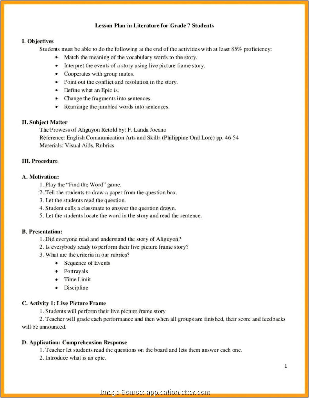 Detailed Lesson Plan Template For Elementary