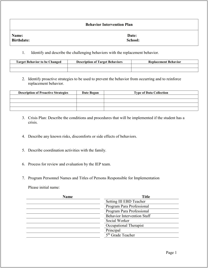 Developing An Effective Behavior Crisis Intervention Plan Template