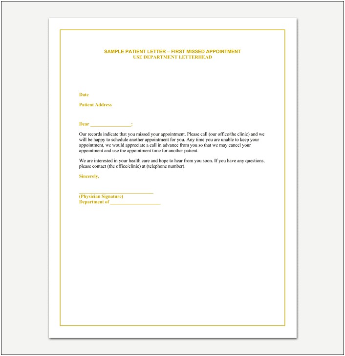 Did Not Attend Appointment Letter Template