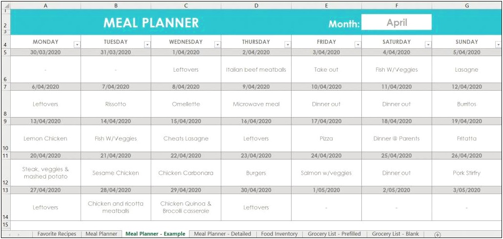 Dinner Dance Planning Excel Workbook Template