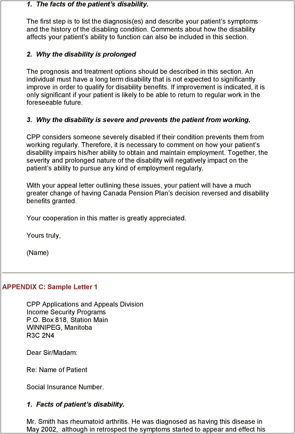 Disability Appeal Letter Template For A Friend