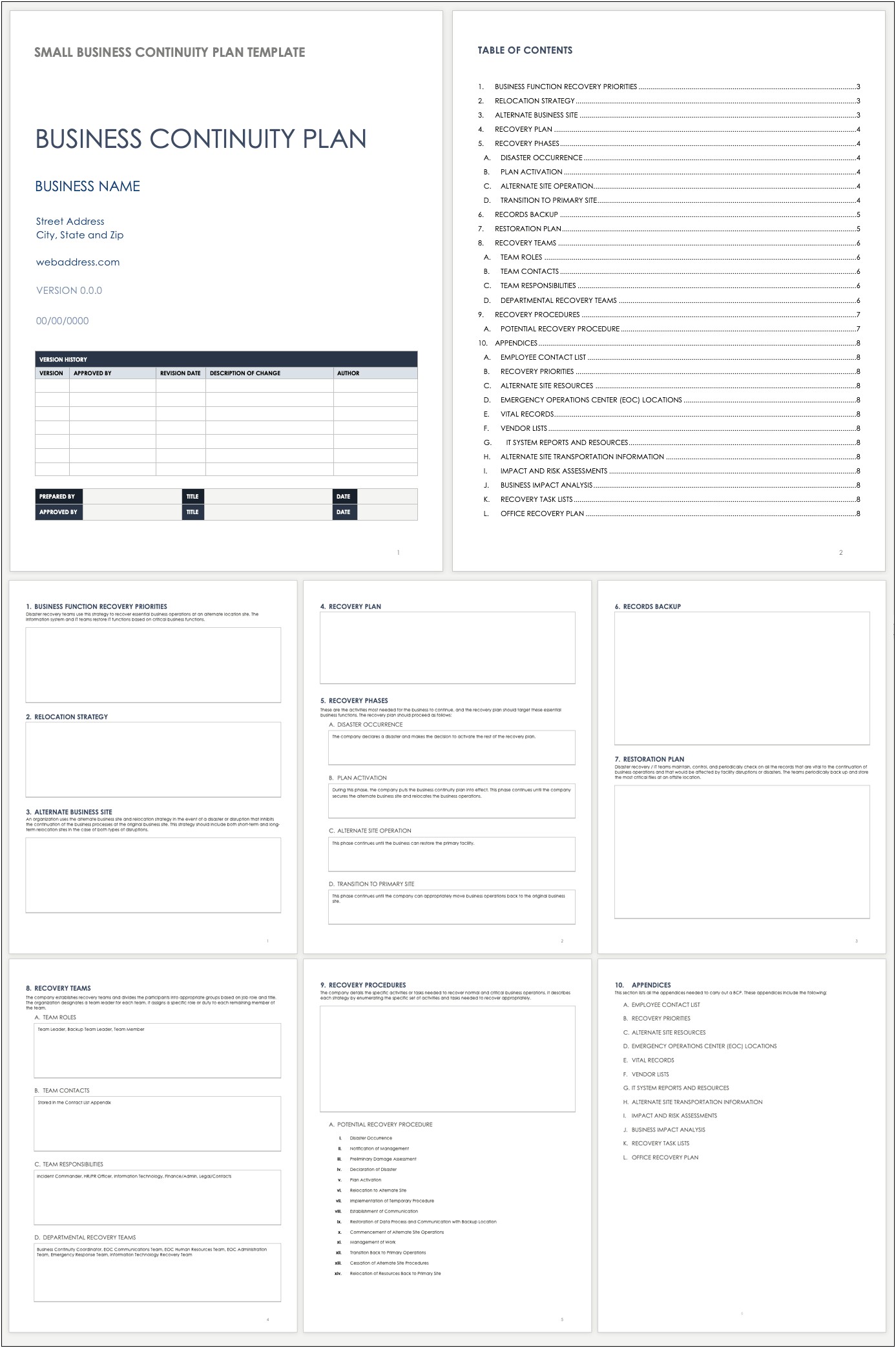 Disaster Recovery Plan Small Business Template