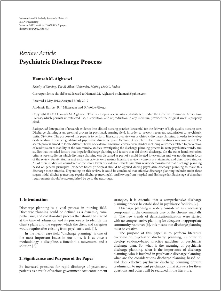 Discharge Plan For Schizophrenia Patient Templates