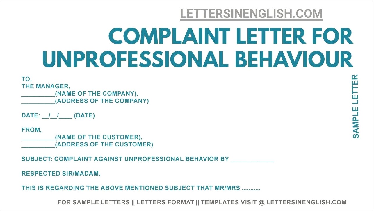 Disciplinary Letter For Unprofessional Behavior Template