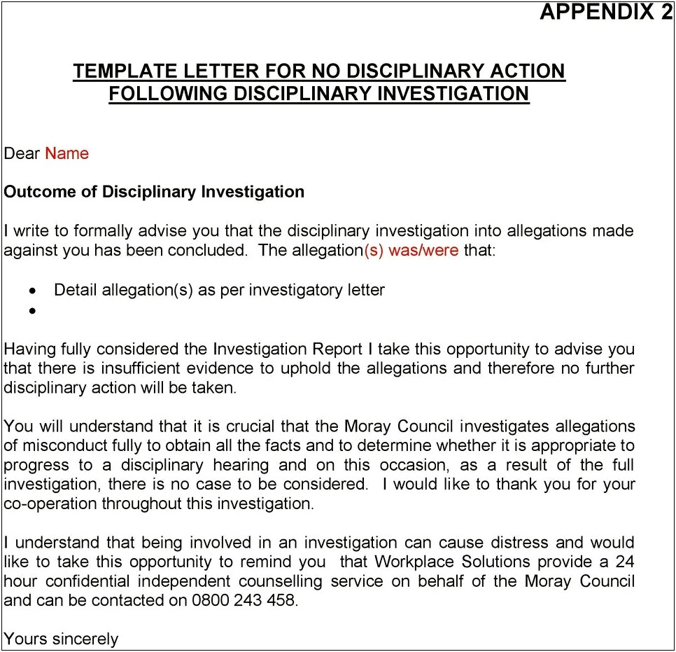 Disciplinary Letter Template For Gross Misconduct