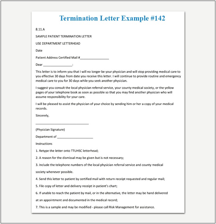 Dismissal Letter From Medical Practice Template