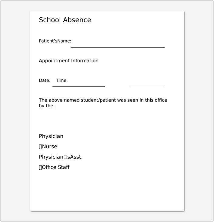 Doctor Excuse Letter For School Template