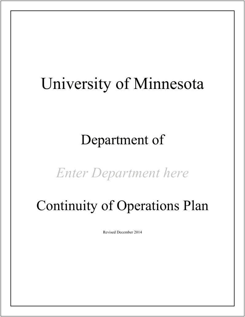 Dod Continuity Of Operations Plan Template