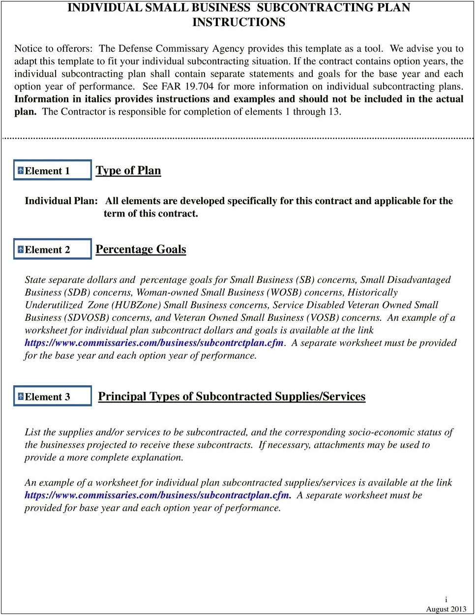 Dod Small Business Subcontracting Plan Template