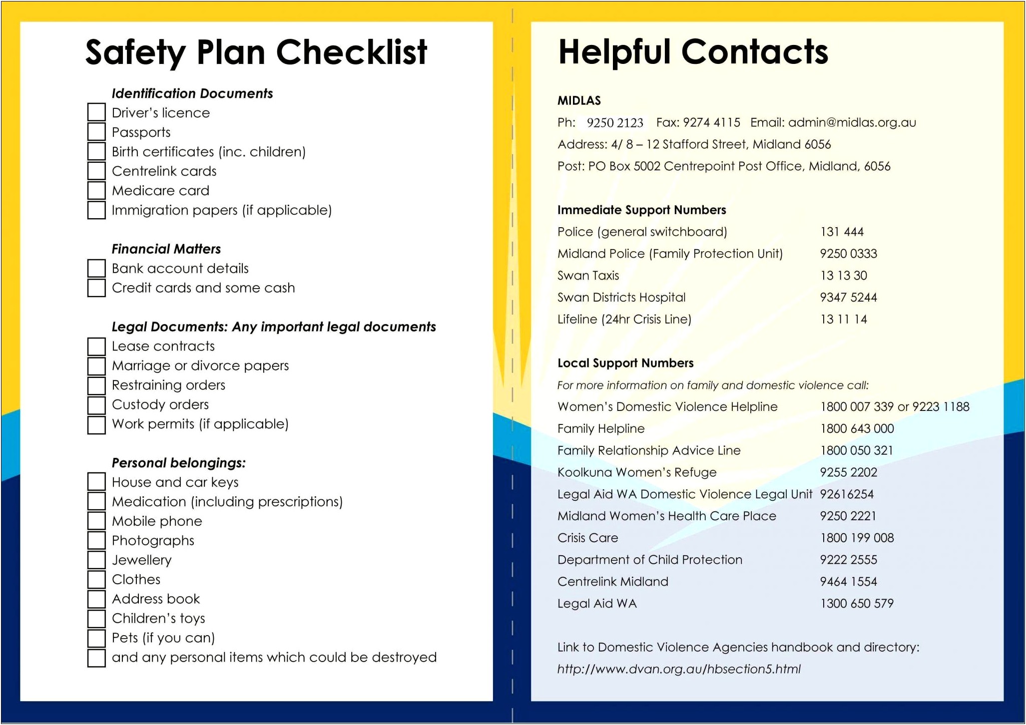 Domestic Violence Safety Plan Template Australia