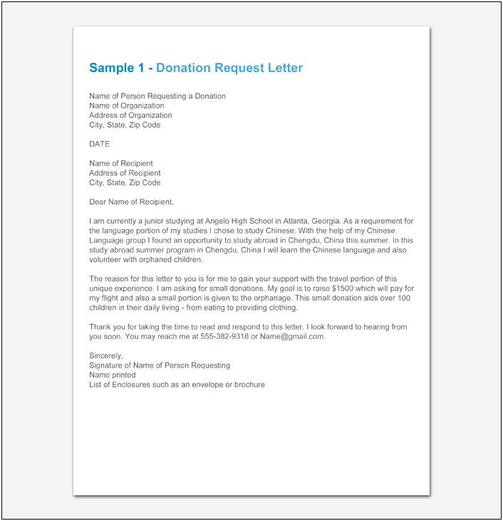 Donation Letter From A Church Template