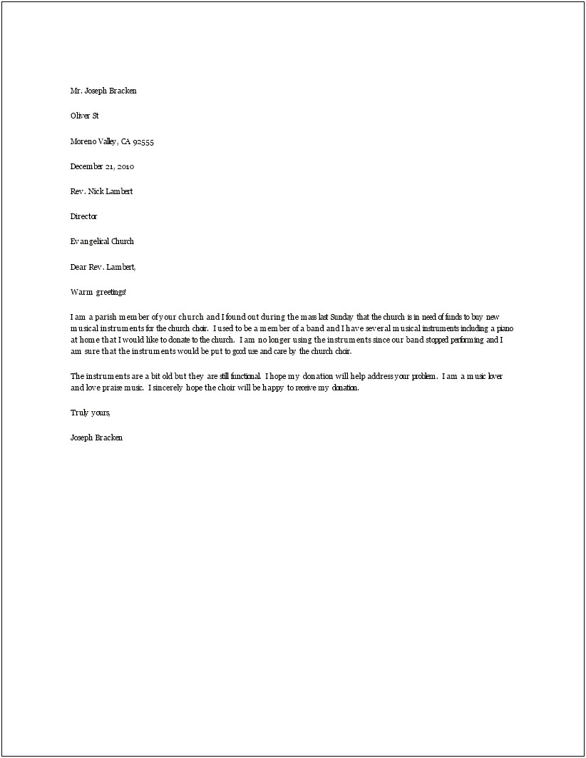 Donation Request Letter Template For Church