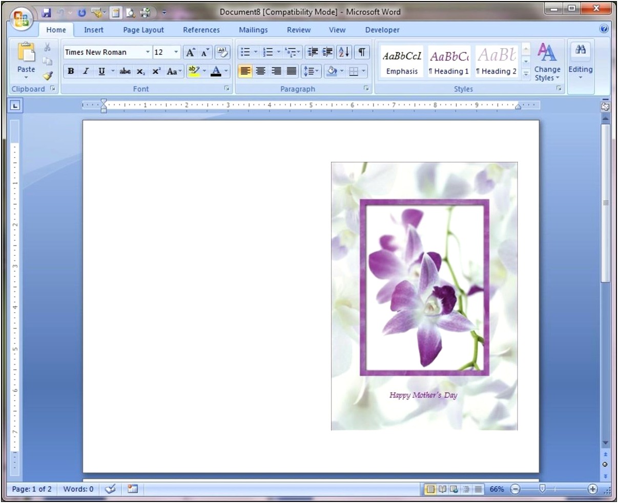 Double Fold Greeting Card Template For Word