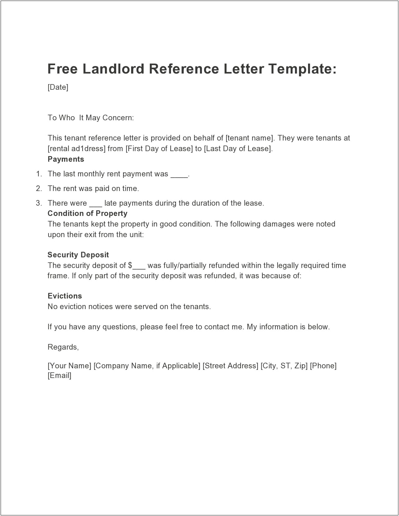 Double Security And Last Month Rent Letter Template