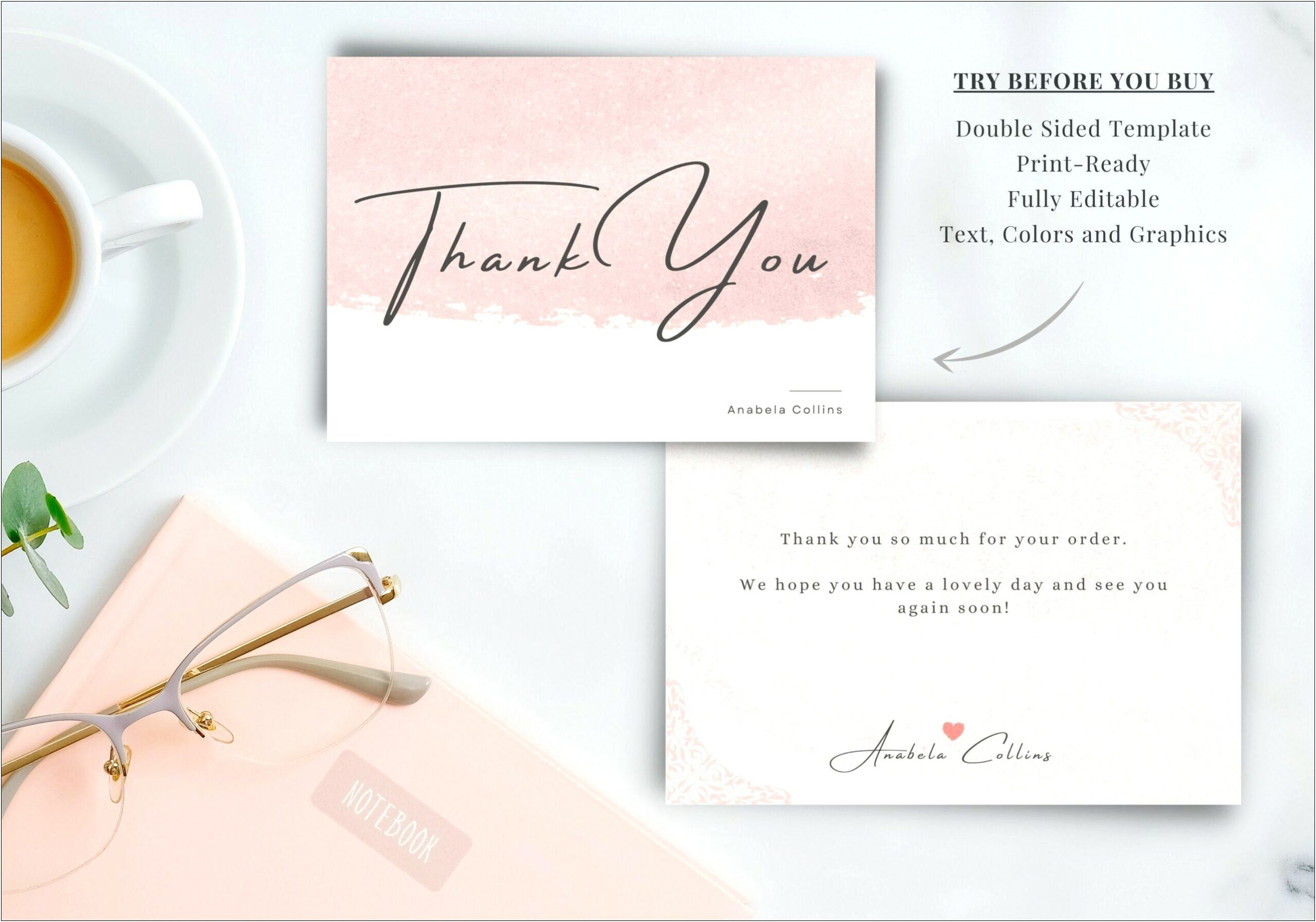 Double Sided Thank You Card Template