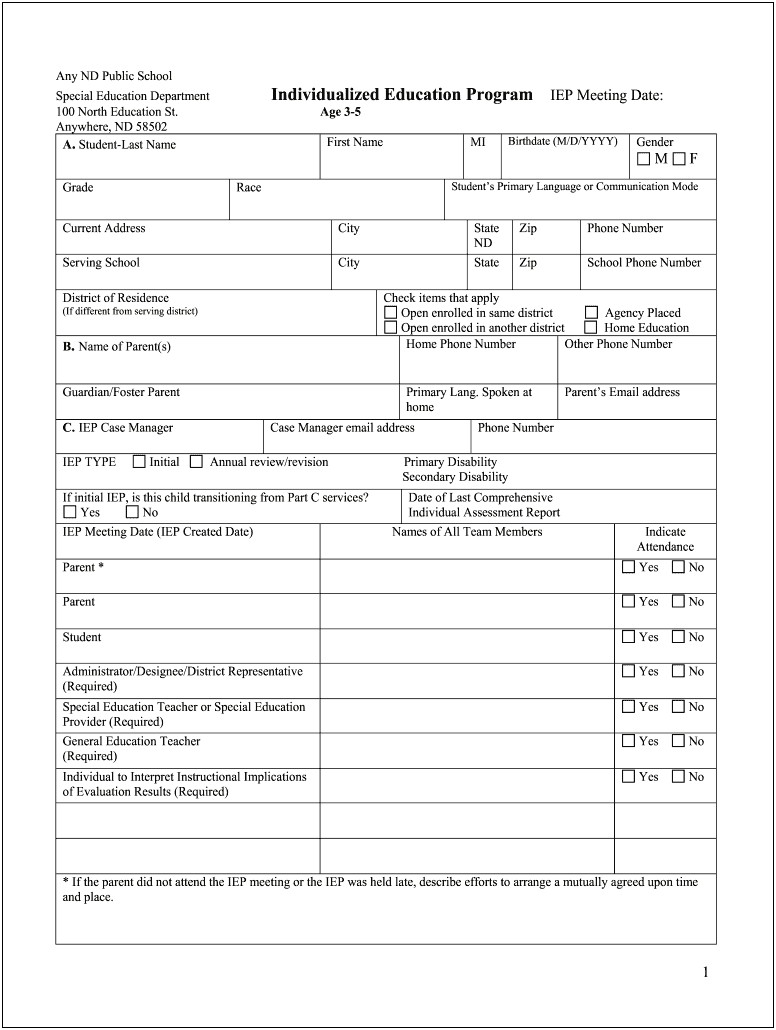 Download Iep Template From In Special Programs Powershool