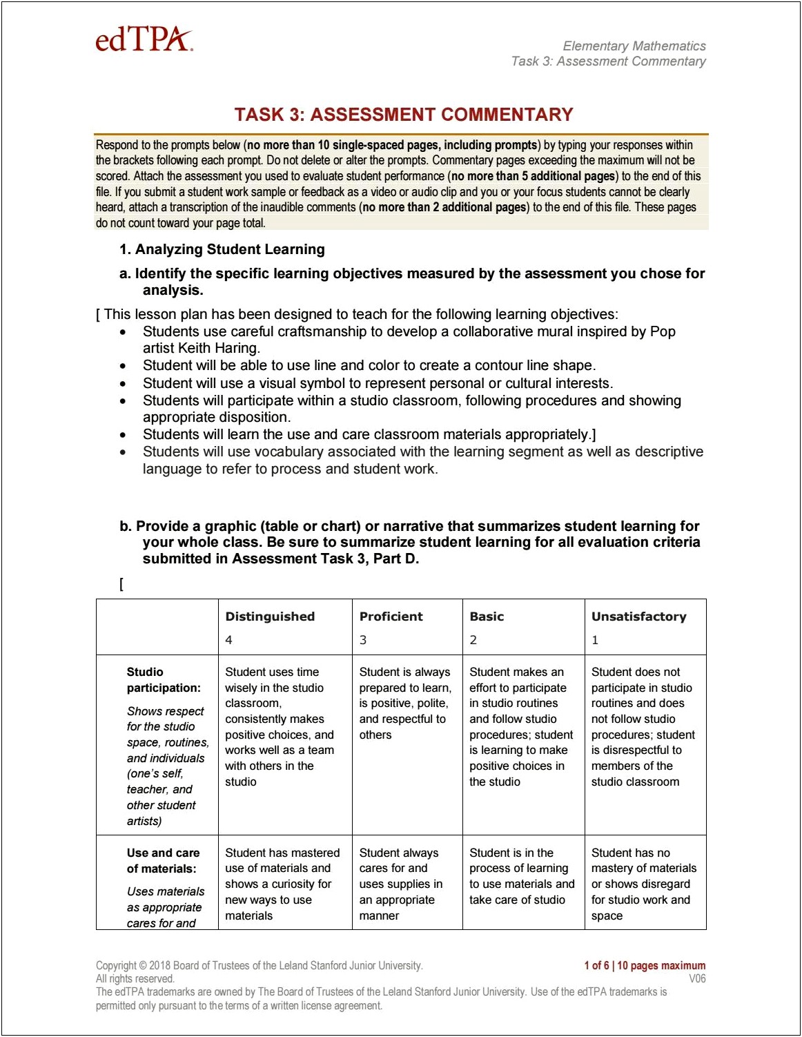 Download Literacy Assessment Commentary Edtpa Template