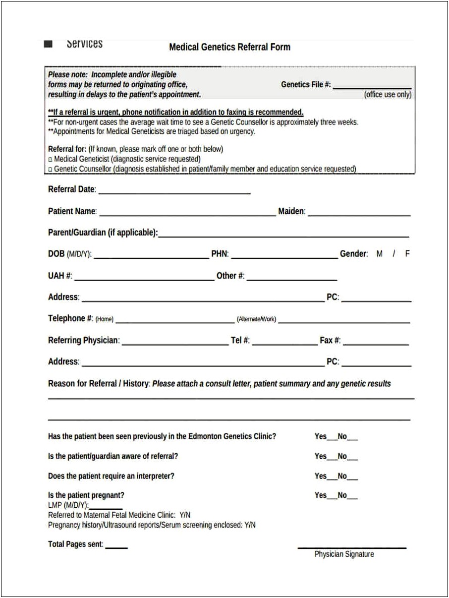 Downloadable Template Medical Referral Letter To Nutritionist