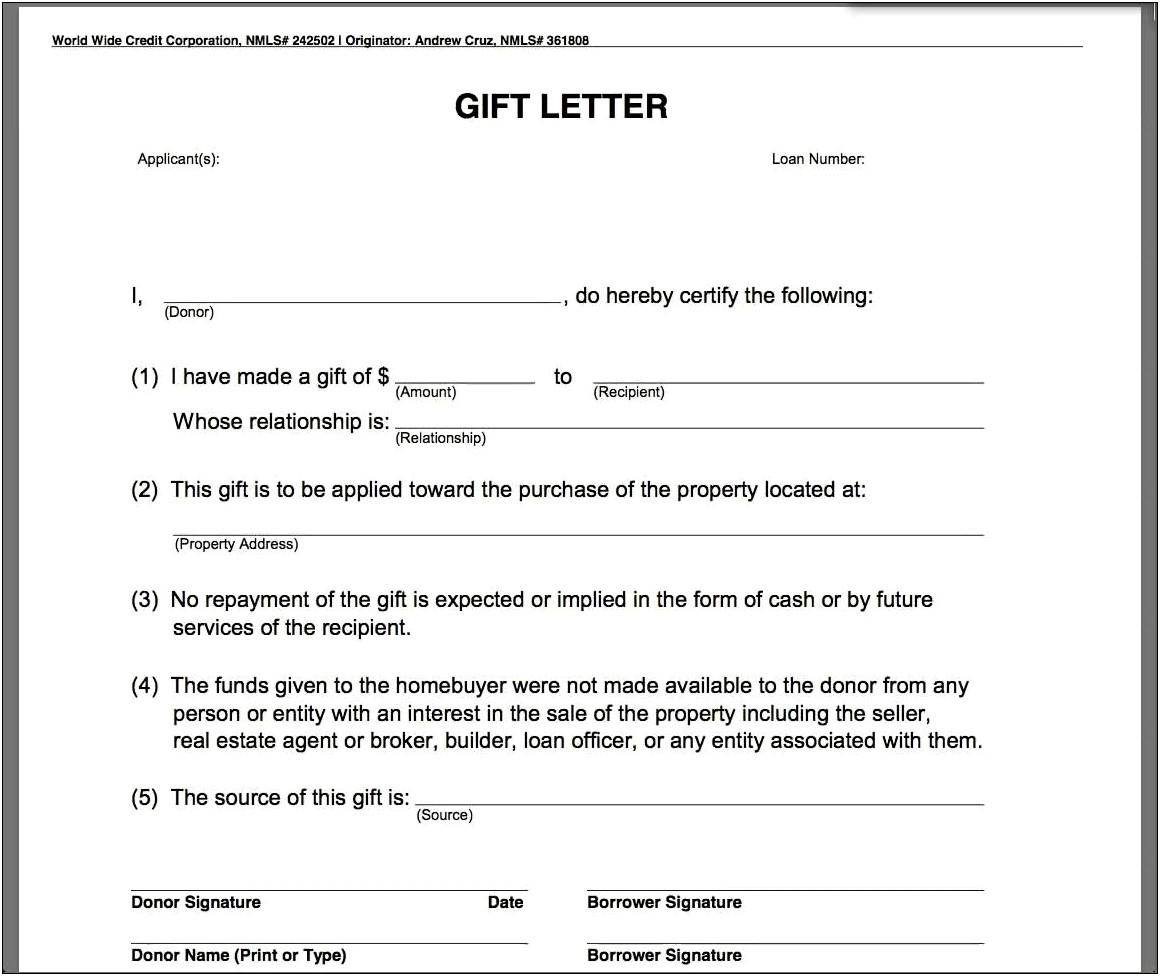 Downpayment Loan Letter Doc For Fha Template