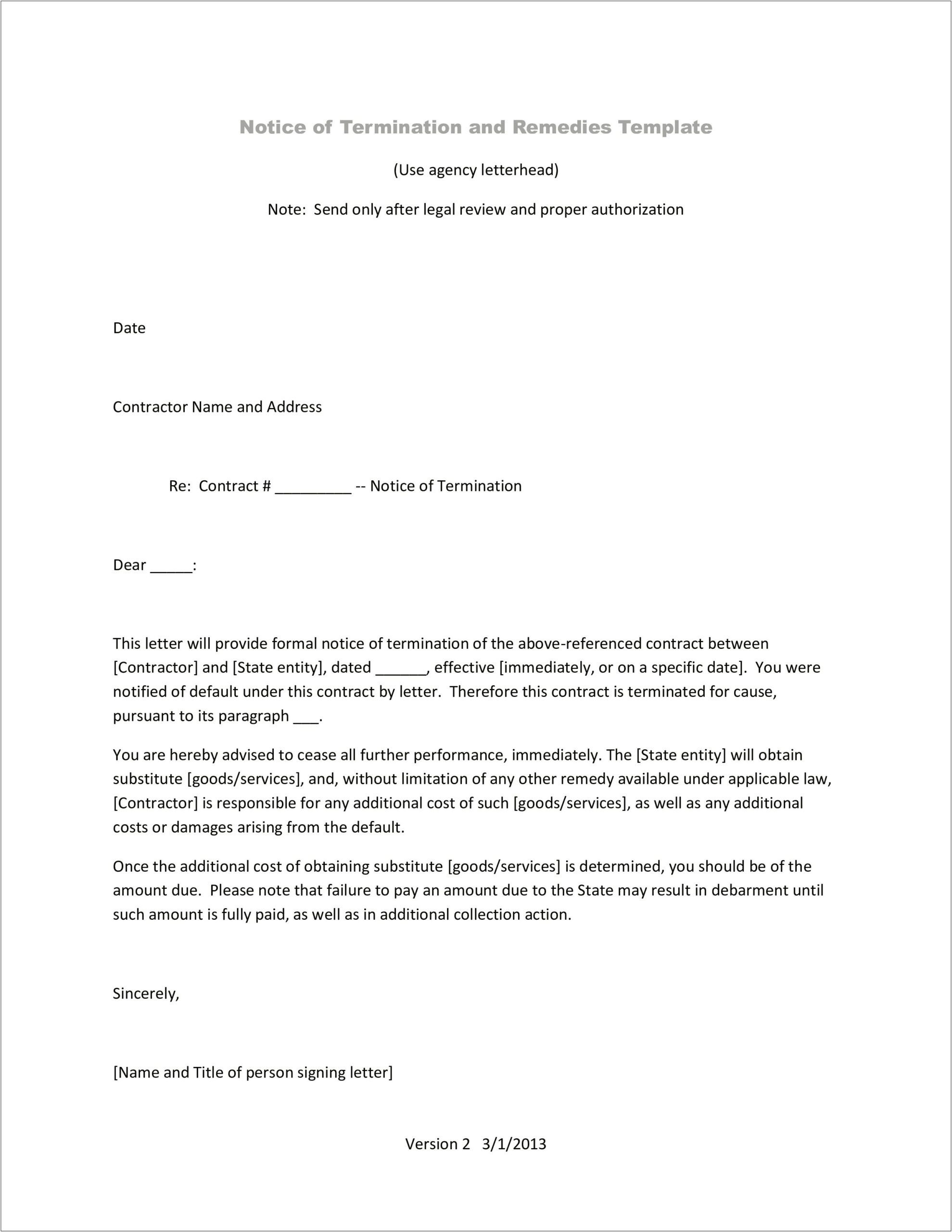 Drafting Legal Notice Of Termination Letter Template