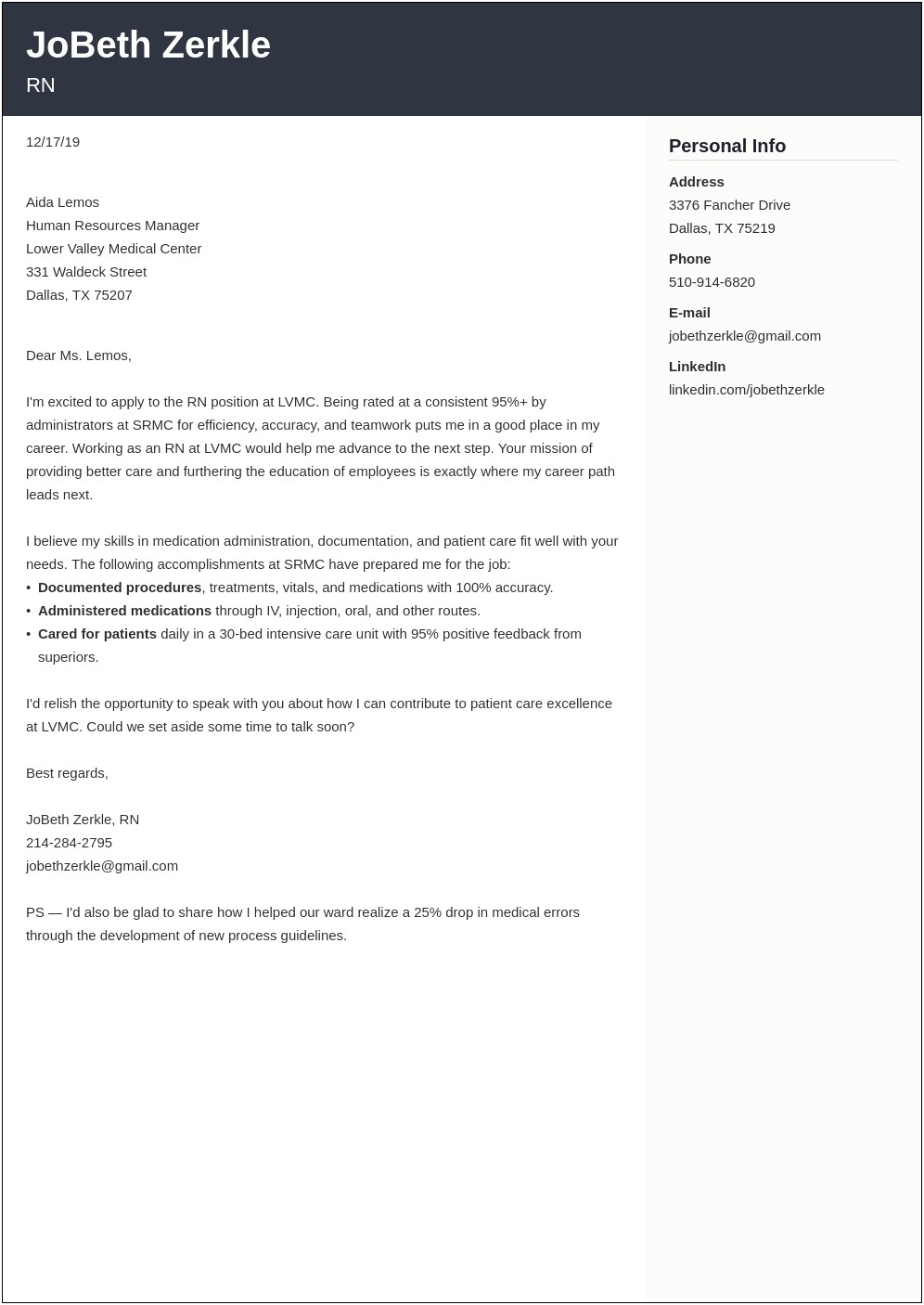 Duke Career Center Cover Letter Template