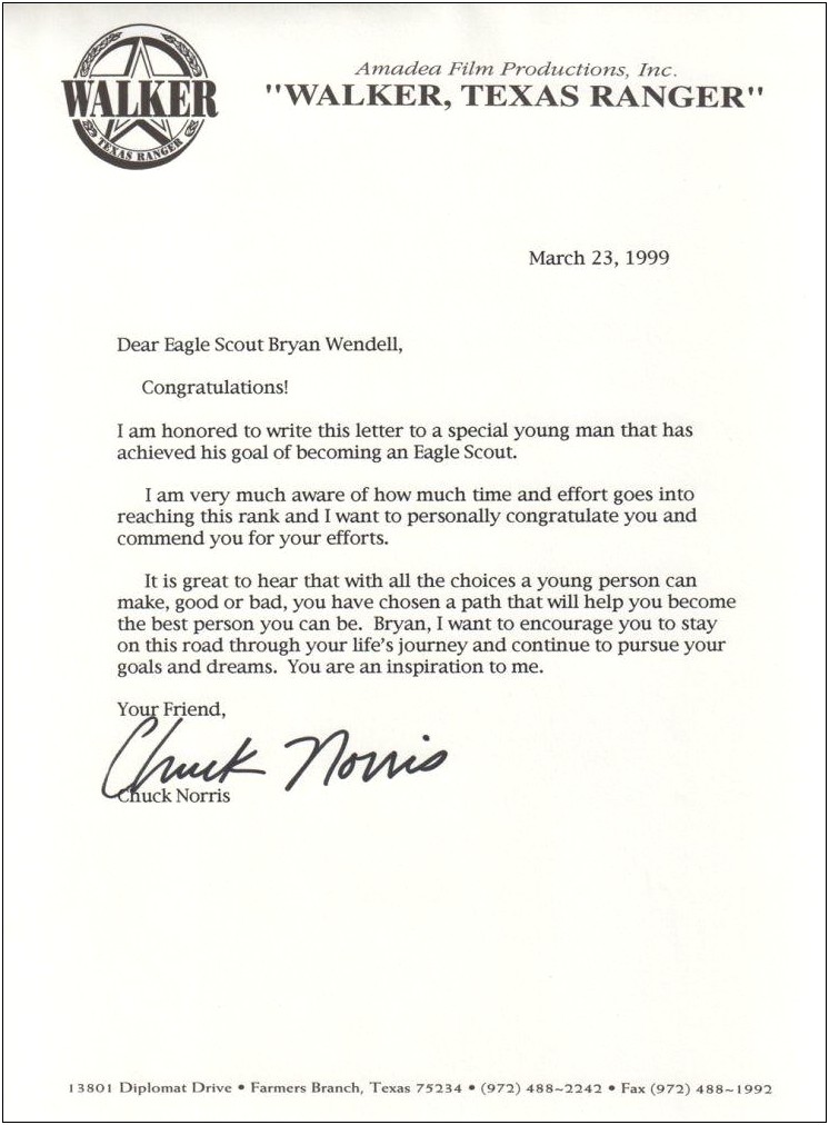 Eagle Scout Award Letter Request Template