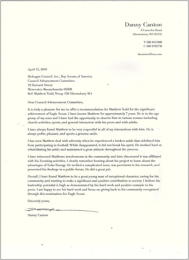 Eagle Scout Congratulatory Letter Request Template Doc