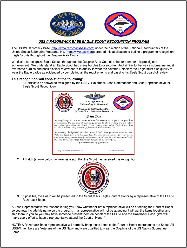 Eagle Scout Project Donation Letter Template