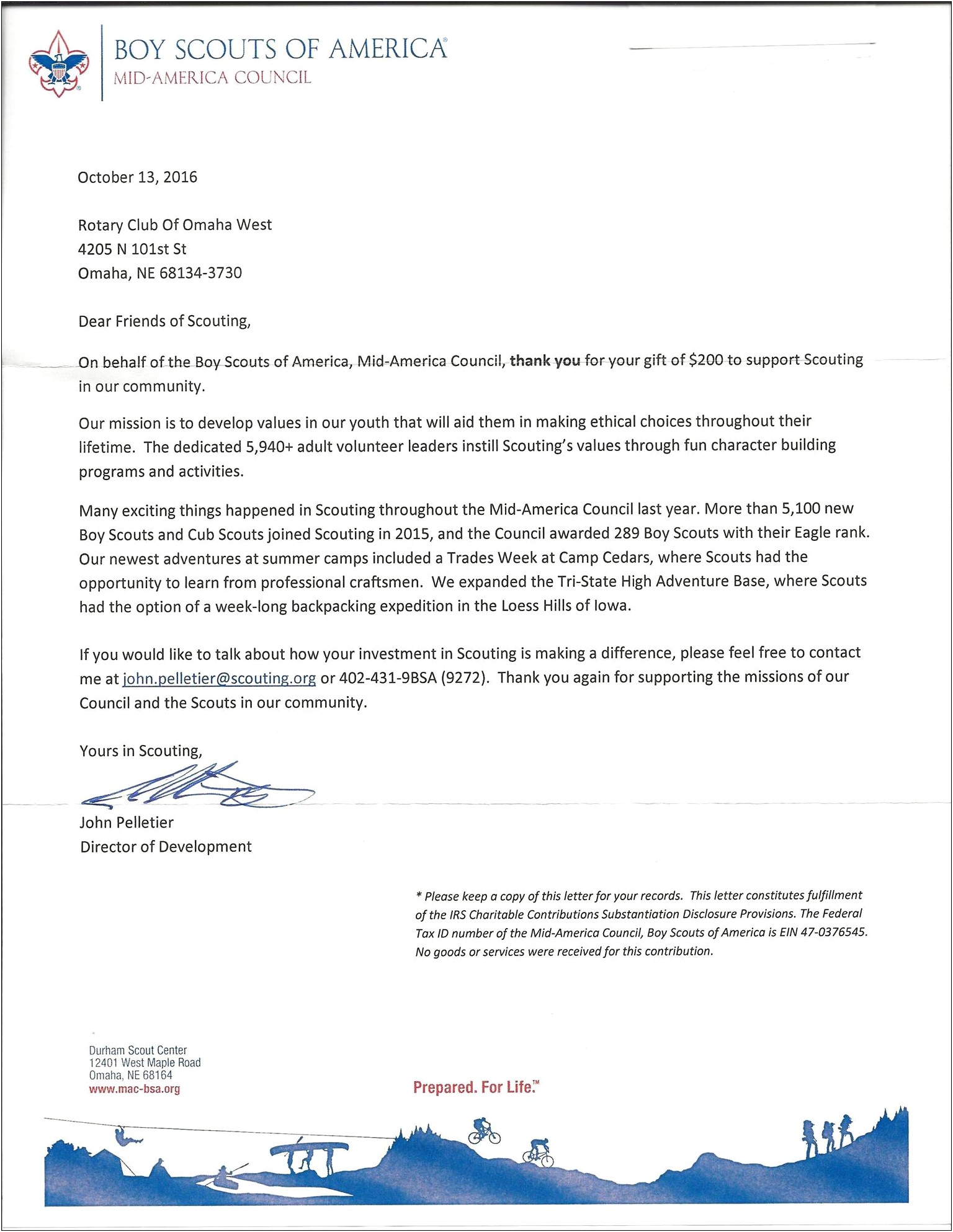 Eagle Scout Project Thank You Letter Template