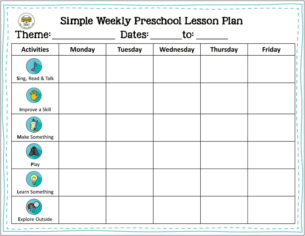 Early Childhood Creative Curriculum Lesson Plan Template