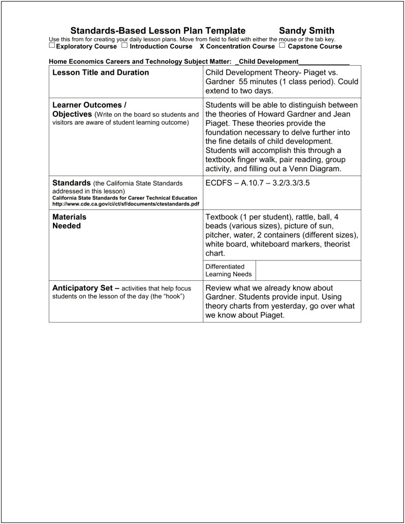 Early Learning Foundation Lesson Plan Templates