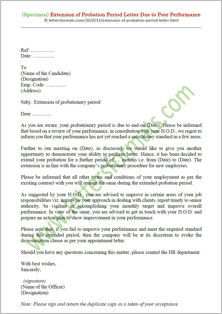 Early Termination Of Probation Letter Template