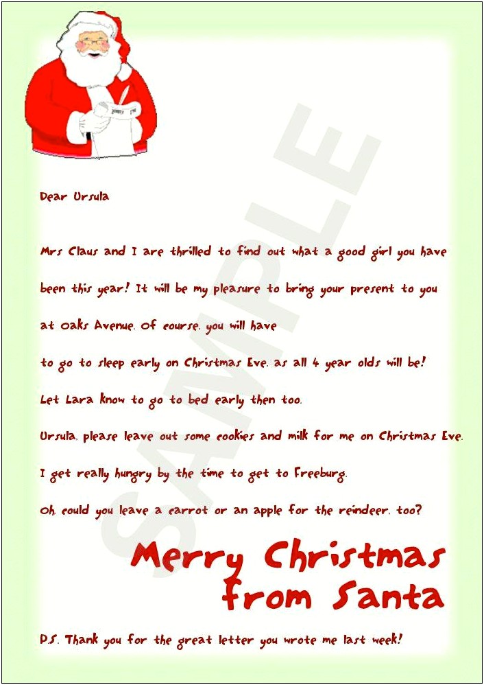 Early Years Letter To Santa Template