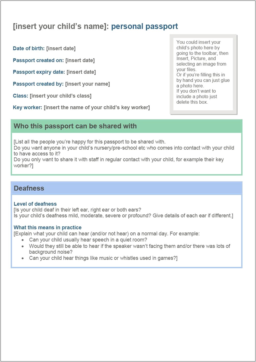 Early Years Sen Support Plan Template