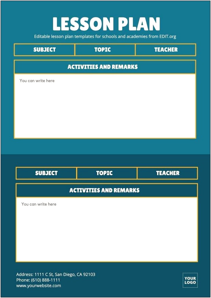 Easy Middle School Lesson Plan Template