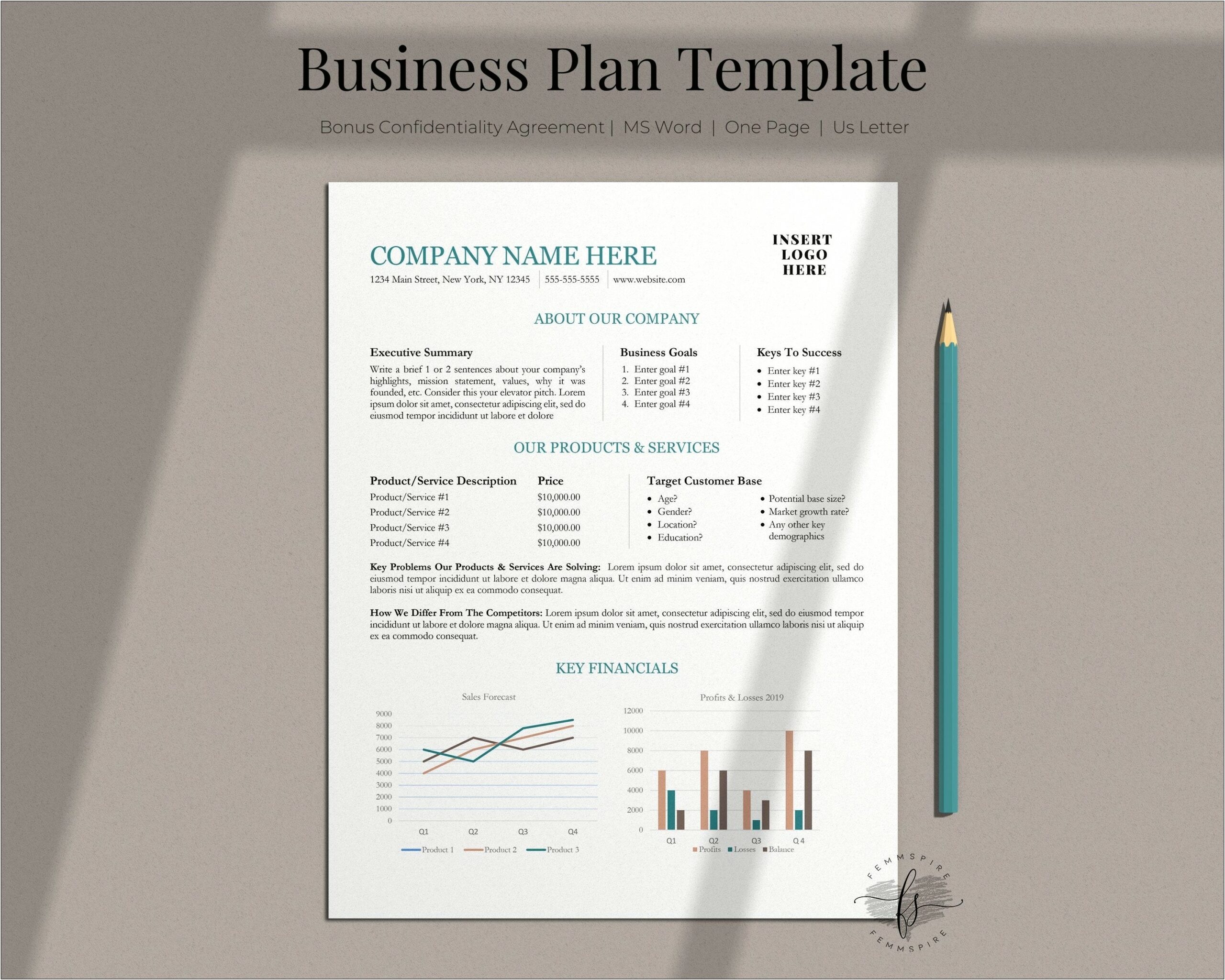 Easy One Page Business Plan Template