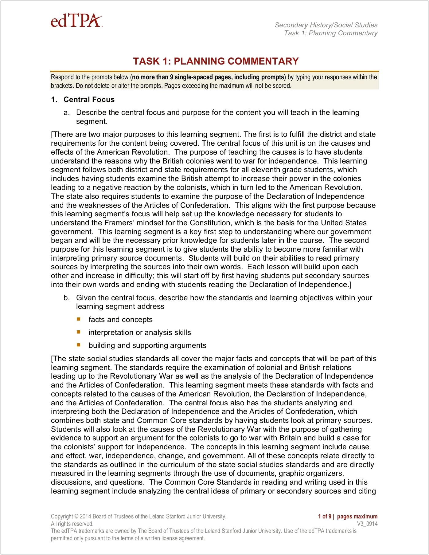 Edtpa Download Template Task 1 Planning Commentary