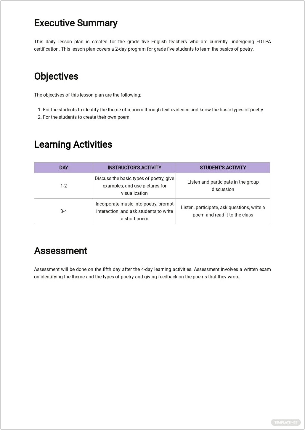 Edtpa Lesson Plan Template Washington Google Docs