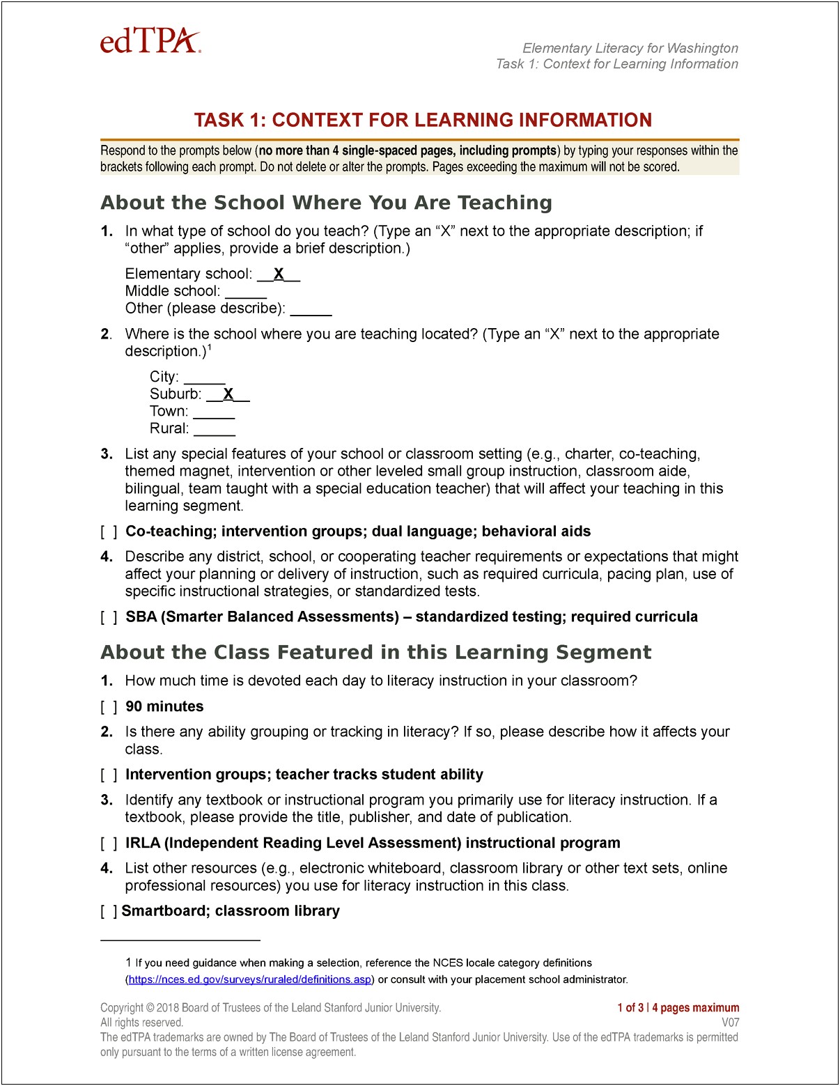 Edtpa Planning Commentary Elementary Literacy Template