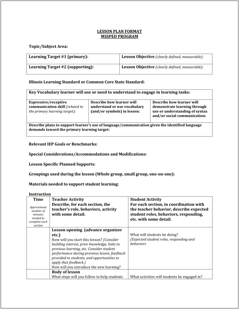 Edtpa Unit Plan Template World Languages