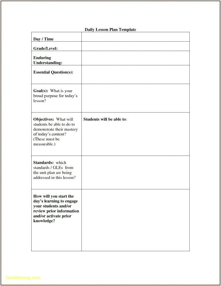 Education.ed Lesson Plan Template California Standards