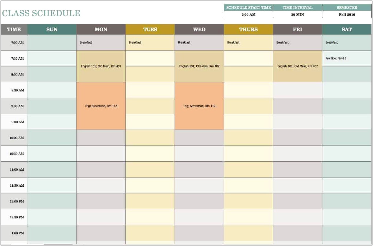 Eight Week Excel Finals Study Plan Template