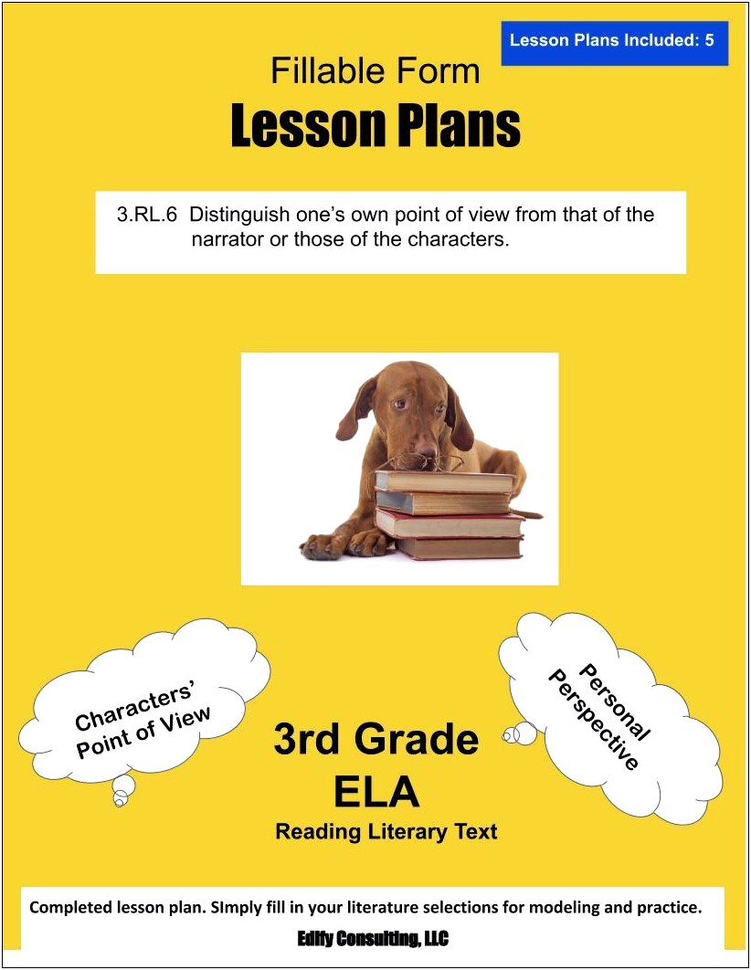 Ela 3rd Grade Six Week Lesson Plan Template