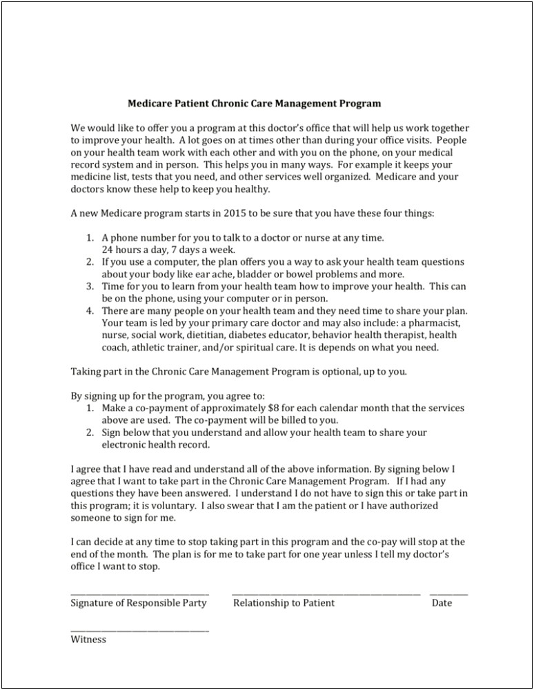 Electronic Care Management Care Plan Template