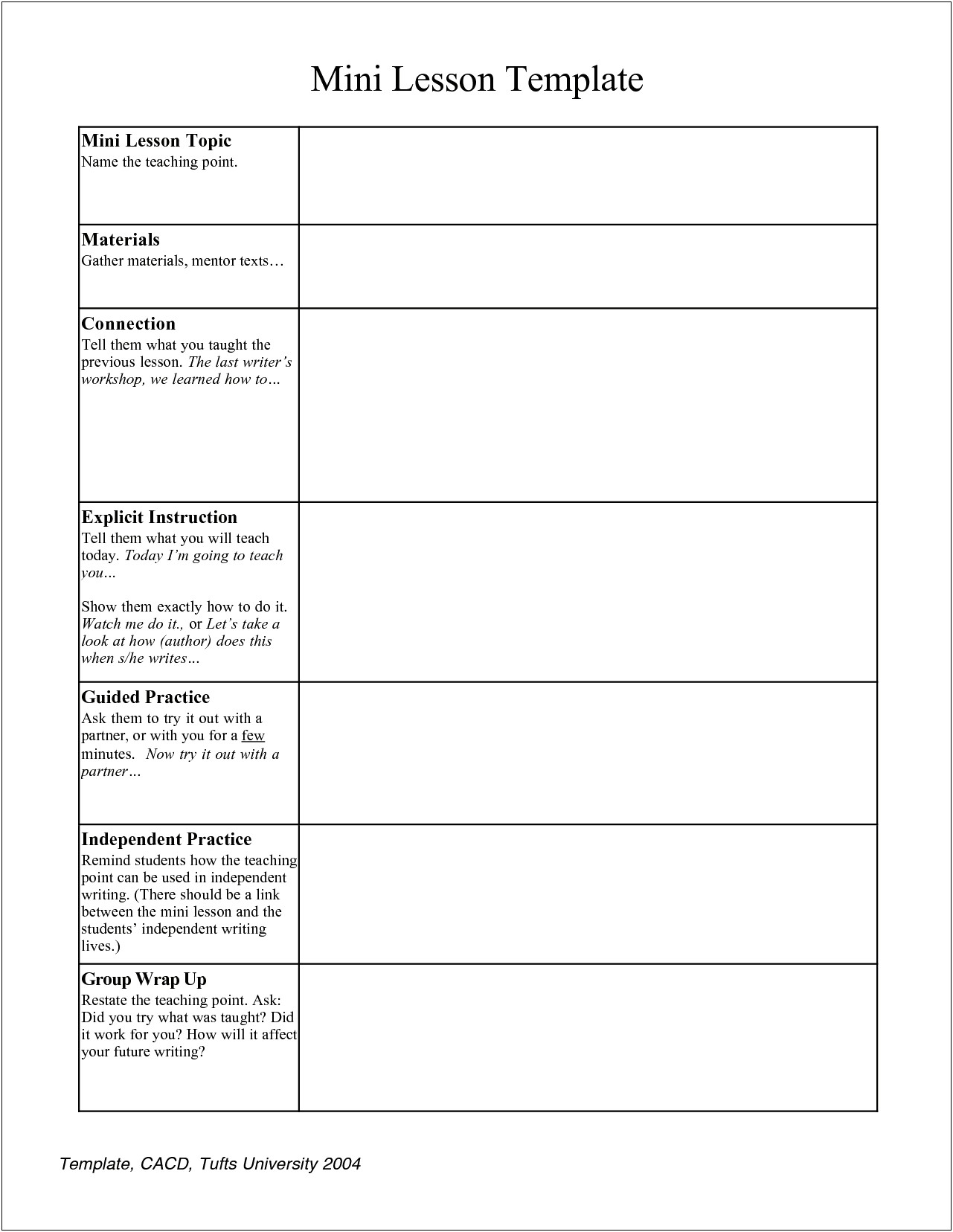 Elementary Art Teacher Lesson Plan Template