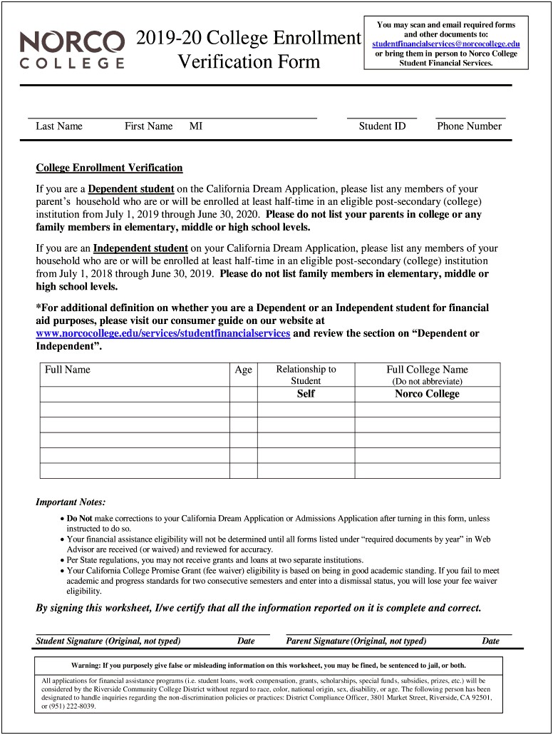 Elementary School Enrollment Verification Letter Template