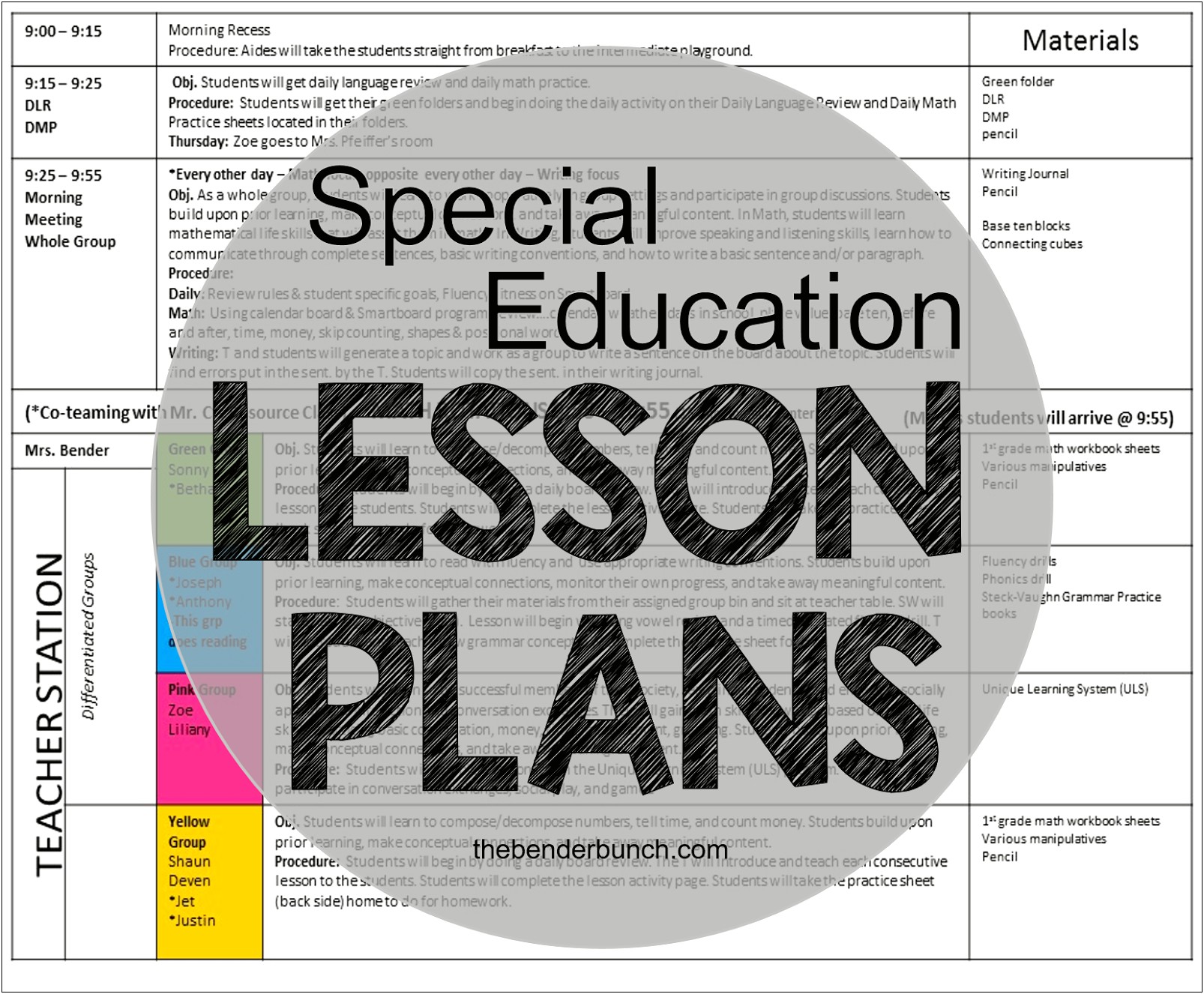 Elementary School Teacher Lesson Plan Template