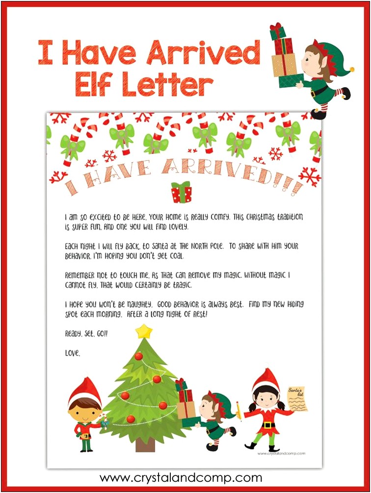 Elf On The Shelf Arrival Letter Template Uk