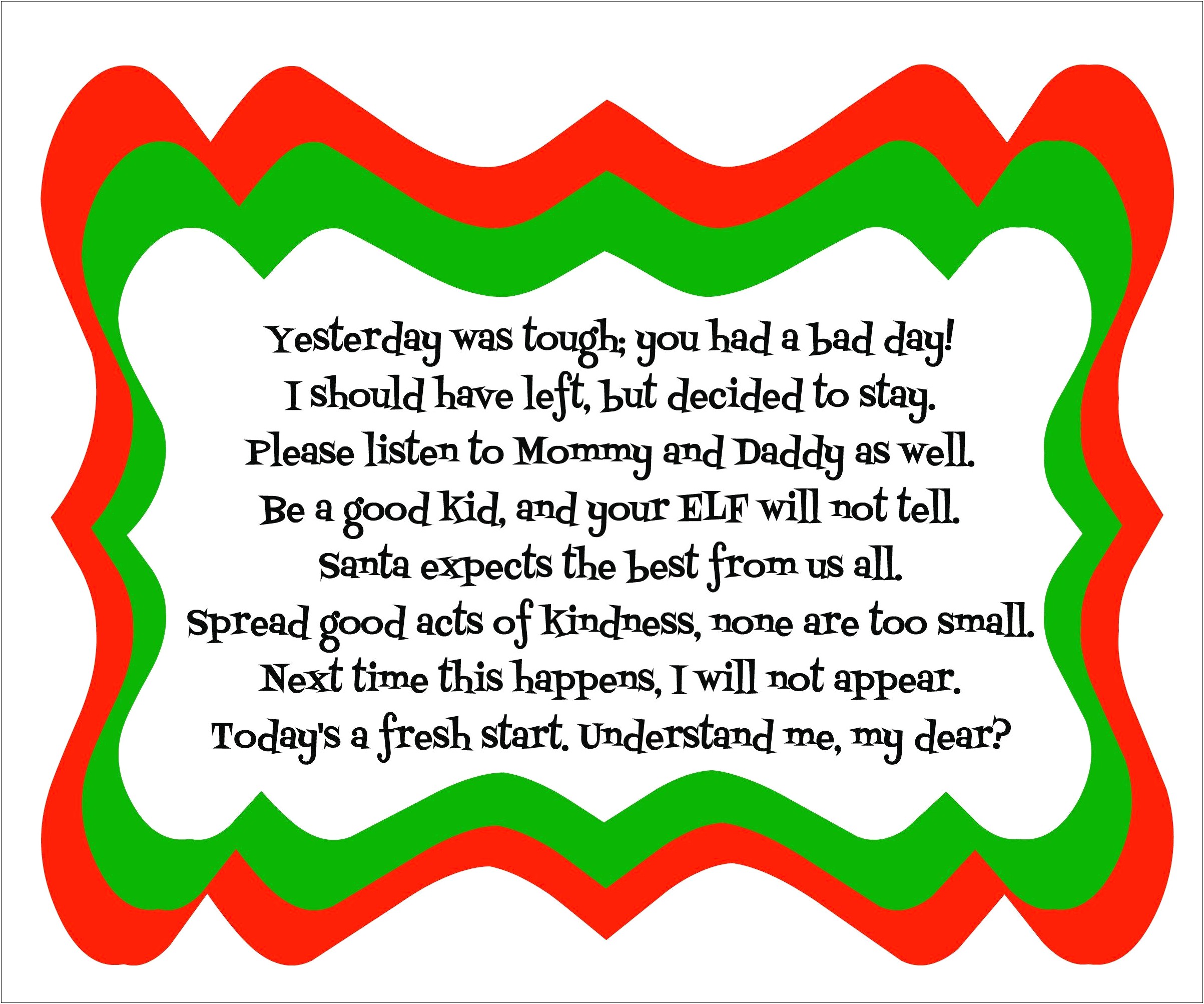 Elf On The Shelf Bad Behavior Letter Template