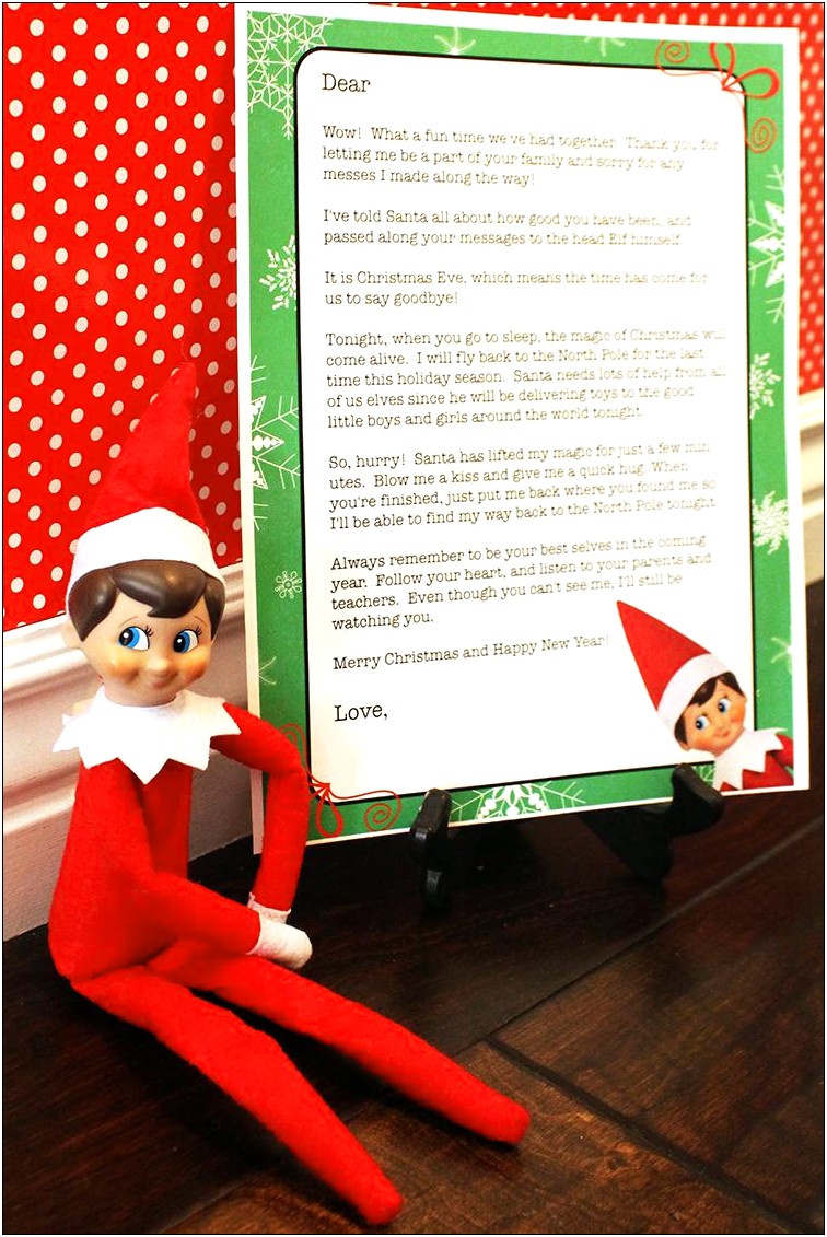 Elf On The Shelf Christmas Eve Letter Template